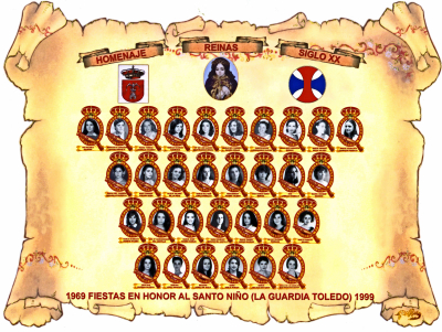 Homenaje a todas las Reinas de las fiestas de La Guardia desde 1969 a 1999. Treinta años de reinados.
(Gracias a todas!)
Proyecto Tupi 
[color=blue][url=http://www.laguardiatoledo.info/fotos/displayimage.php?pos=-3888][color=blue][b][i]Las Reinas del siglo XX en vídeo[/color][/i][/b][/url]
Palabras clave: Homenaje a todas las Reinas de las fiestas de La Guardia desde 1969 a 1999. Treinta años de reinados.