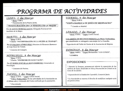 21 Semana de la Mujer 2009 - La Guardia - programa de actividades
Palabras clave: 21 Semana de la Mujer 2009 - La Guardia - programa de actividades