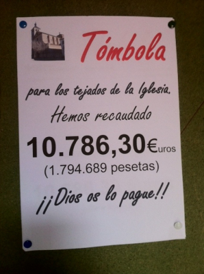 Recaudación en las fiestas en la tómbola parroquial
