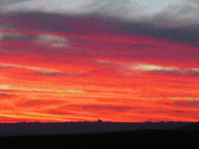Salida del sol por La Guardia (Toledo) desde la carretera de Villanueva de Bogas
