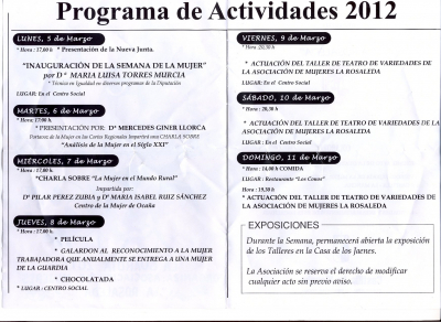 Cartel anunciador de la 24ª Semana de la Mujer. Asociación de Mujeres La Rosaleda
