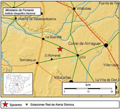 Terremoto cercano a La Guardia el 13-10-2012 con intensidad 1.5 en la escala de Richter
