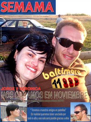 Extra La boda de Jorge el ocho
Como viene siendo ya un clásico los amigos de Jorge y Verónica hemos querido brindarle una portada de exclusiva actualidad con motivo de su boda.
Próximamente os deleitaremos con la portada o cartel anunciador de su despedida que esta siempre es mas radical y parodia a los novios. 
Palabras clave: Jorge Vero Boda Novios Noviembre 2010