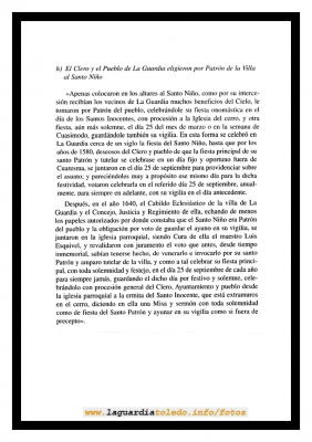 El porqué de la festividad del 24 al 28 de septiembre
Este fraqmento del libro "Santos y Beatos de Toledo" (de Luis Moreno Nieto)  nos hace referencia al porqué de la festividad del 24 al 28 de septiembre en nuestra localidad. Intentaremos ofrecerles el capitulo entero
EL SANTO NIÑO DE LA GUARDIA: Historia y publicaciones
Palabras clave: Santos y Beatos de Toledo