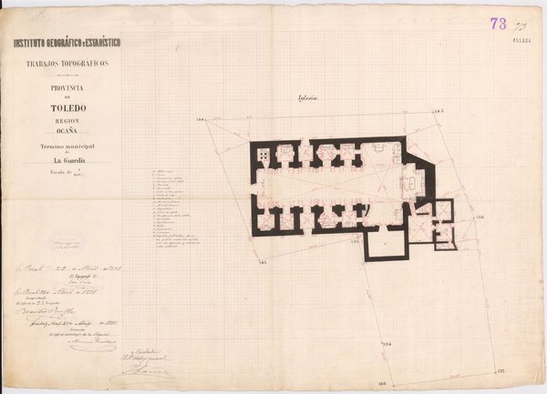 Plano de 1880 en alta resolución de la Iglesia de La Guardia
