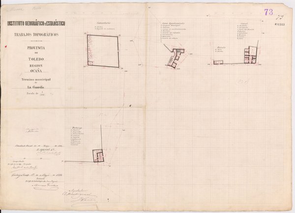 Plano de 1880 en alta resolución de edificios de La Guardia
