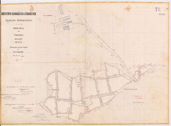 Plano de 1880 en alta resolución de La Guardia (3/4) en el formato de visualización interactivo con controles
