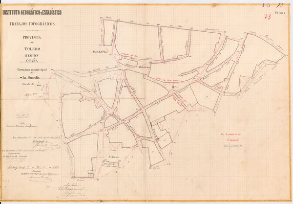 Plano de 1880 en alta resolución de La Guardia (4/4) en el formato de visualización interactivo con controles
