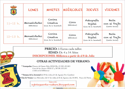 Verano alternativo 2013
Actividades de verano que organiza el Ayuntamiento y colabora EPSJ "Jovial" y la Asoc.Juvenil el Trajín
Palabras clave: verano alternativo 2013