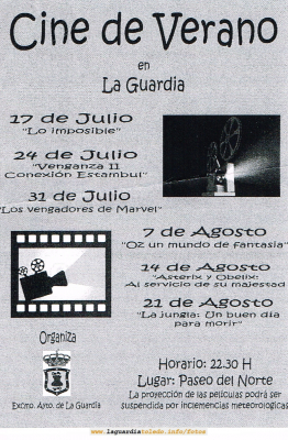 Cine de Verano 2013
Cartelera del cine de verano que se de lugar en el Paseo Norte durante los meses de julio y agosto
Palabras clave: cine de verano 2013