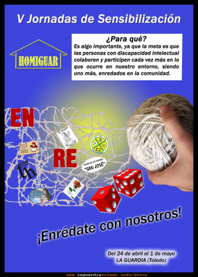 Cartel V Jornadas de Sensibilizacion
INTITUCIONES: Homiguar
Palabras clave: V Jornadas de Sensibilizacion