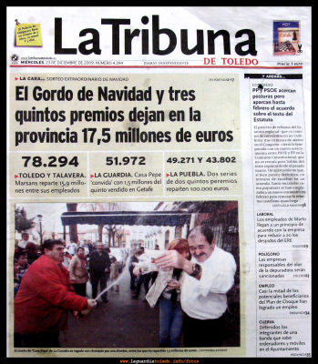 Quinto premio de la lotería llega a La Guardia 22-12-2009
Palabras clave: Quinto premio de la lotería llega a La Guardia 22-12-2009