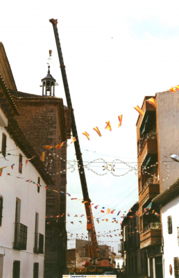 Fotos de la obra del chapitel de La Iglesia. 1990
