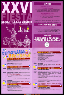 Programa Fiestas Castilla La Mancha 2009
Palabras clave: Programa Fiestas Castilla La Mancha 2009