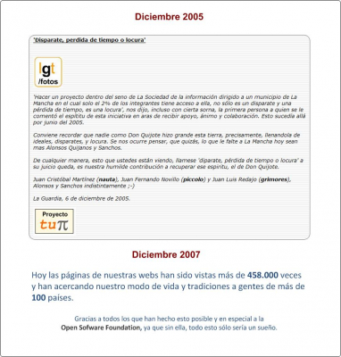 6 de diciembre de 2007. ProyectoTuPI segundo cumpleaños.
Palabras clave: 6 de diciembre de 2007. ProyectoTuPI segundo cumpleaños.