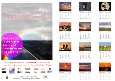 Calendario 2014 de Proyecto Tupi
Ya a la venta. Creado por Victoria Izquierdo con fantásticas fotografías de nuestros artistas locales. Precio 5€. Con su compra contribuyes a la continuidad de esta humilde asociación. Consultas en contacto@laguardiatoledo.info. ¡Gracias a todos!
Palabras clave: calendario 2014