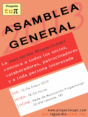 Convocatoria Asamblea General 2013
Convocatoria Asamblea General 2013
