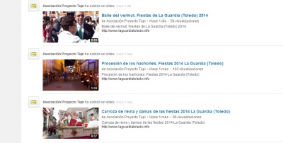Vídeos en Canal YouTube de www.laguardiatoledo.info
Pincha en el Icono de YouTube que hay en la cabecera para ver los vídeos
Palabras clave: you tube