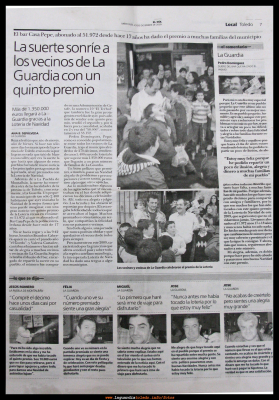 Quinto premio de la lotería llega a La Guardia 22-12-2009
Palabras clave: Quinto premio de la lotería llega a La Guardia 22-12-2009