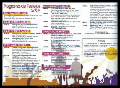 Programa 
Programa de fiestas de Castilla la Mancha 2016
Palabras clave: Programa Castilla la Mancha