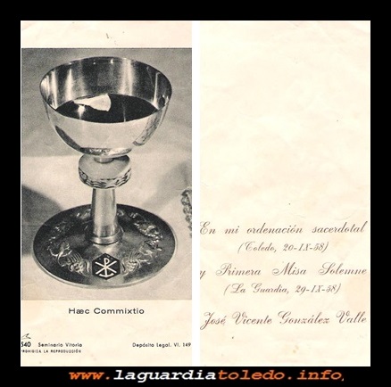 Recordatorio
Recordatorio de D. José Vicente González Valle del día de su ordenación,  año 29-9-1948.
Palabras clave: Recordatorio  D. José Vicente González