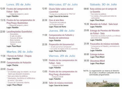 Programa de actos de la V Semana de la junventud.
Palabras clave:  semana de la junventud