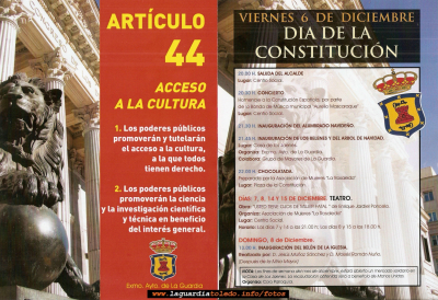 Día de la Constitución
Programa de actividades con motivo de la festividad de la Constitución
Palabras clave: programa constitución