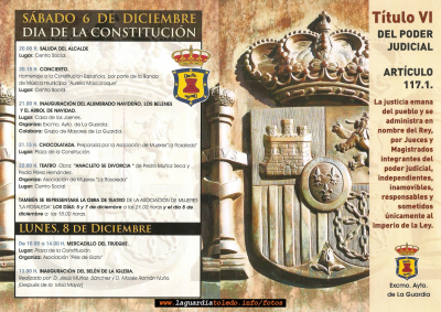 Actos de La Constitución
Programa de actos que se celebra con motivo del puente de la  Constitución y de la Virgen. Diciembre 2014
Palabras clave: dia constitucion
