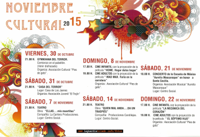 Programa de actos. Noviembre Cultural 2015
Palabras clave: noviembre