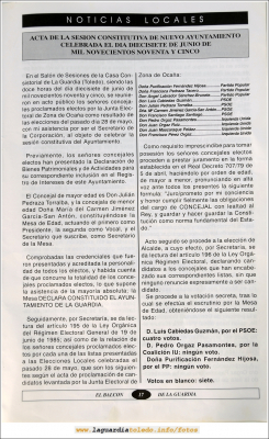 Primer número de "El Balcón de La Guardia" aparecido en el otoño del 1995. Página 17
Palabras clave: el balcon de la guardia 1995