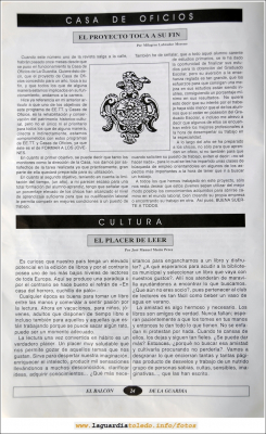 Primer número de "El Balcón de La Guardia" aparecido en el otoño del 1995. Pág.24
Palabras clave: el balcon de la guardia