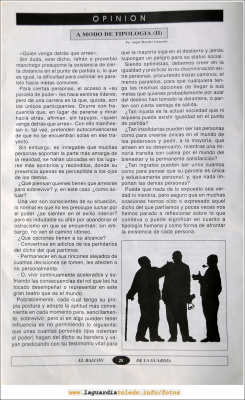Primer número de "El Balcón de La Guardia" aparecido en el otoño del 1995. Pág.28
Palabras clave: el balcon de la guardia