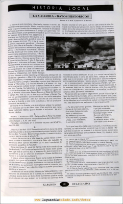 Primer número de "El Balcón de La Guardia" aparecido en el otoño del 1995. Pág.29
Palabras clave: el balcon de la guardia