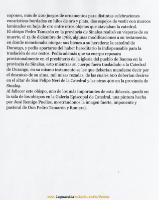 Otro hijo ilustre de La Guardia
Obispo de la Diócesis de Durango nacido en La Guardia
Palabras clave: Obispo Pedro Tamaron y Romeral