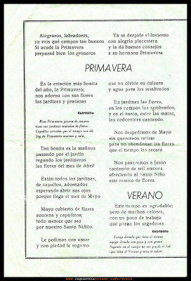 Las cuarto estaciones II
COPLAS DE LAS CUATRO ESTACIONES
La autora de la letra de dichas coplas fue Crisanta (madre de Tomasa y abuela de los chicos del restaurante el madero).
Estas  coplas dicen mucho de una época de nuestro pueblo.
Carnavales 1957
Palabras clave: COPLAS DE LAS CUATRO ESTACIONES