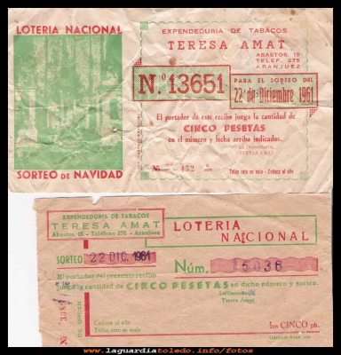  Loteria de Navidad
Participaciones de lotería de Navidad del año 1961
FIESTAS, CELEBRACIONES Y TRADICIONES: Las Navidades
Palabras clave: lotería de Navidad del año 1961