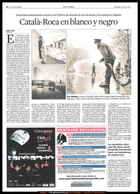 La guardia y Catala-Roca
Recorte del periódico La Vanguardia de Barcelona, donde recoge  una fotografía de La Guardia de los años 60, en una exposición en la Pedrera. 
La chica que esta posando en la foto es Carmen Guzmán “la baquetas” año 1961.
LA GUARDIA EN LOS MEDIOS DE COMUNICACIÓN: < Referencias a La Guardia pendientes de clasificar
Palabras clave: La Guardia de los años 60