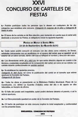 Bases para el concurso de carteles de fiestas 2012
Palabras clave: concurso carteles 2012