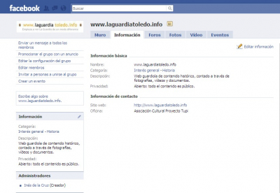 www.laguardiatoledo.info, ya en facebook.
Únete!!
Palabras clave: facebook