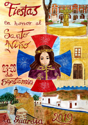 Programa de Fiestas 2019
Desde el día 23 al 28 de septiembre de 2019 se celebran, como de  costumbre, las fiestas patronales  en honor al Santo Niño de La Guardia,  donde todos y todas podremos disfrutar de una variada programación llena de actividades deportivas y culturales para todas las edades, actos oficiales y religiosos,  actuaciones musicales, desfile de carrozas, etc.
[url=http://www.laguardiatoledo.info/visualizador/programasfiestas/2019/PROGRAMA2019.pdf][color=red][b]Descargar documento pdf[/b][/color][/url]
[img]http://www.laguardiatoledo.info/visualizador/imgs/libro_ico.gif[/img][url=http://www.laguardiatoledo.info/visualizador/programasfiestas/2019/][color=red][b]HOJEAR[/b][/color][/url]
Palabras clave: programa fiestas 2019